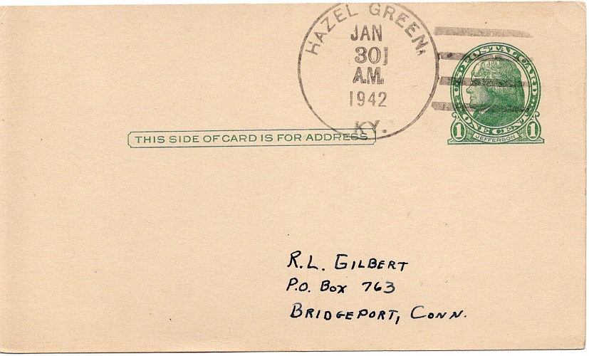 Hazel Green KY Postal Cover